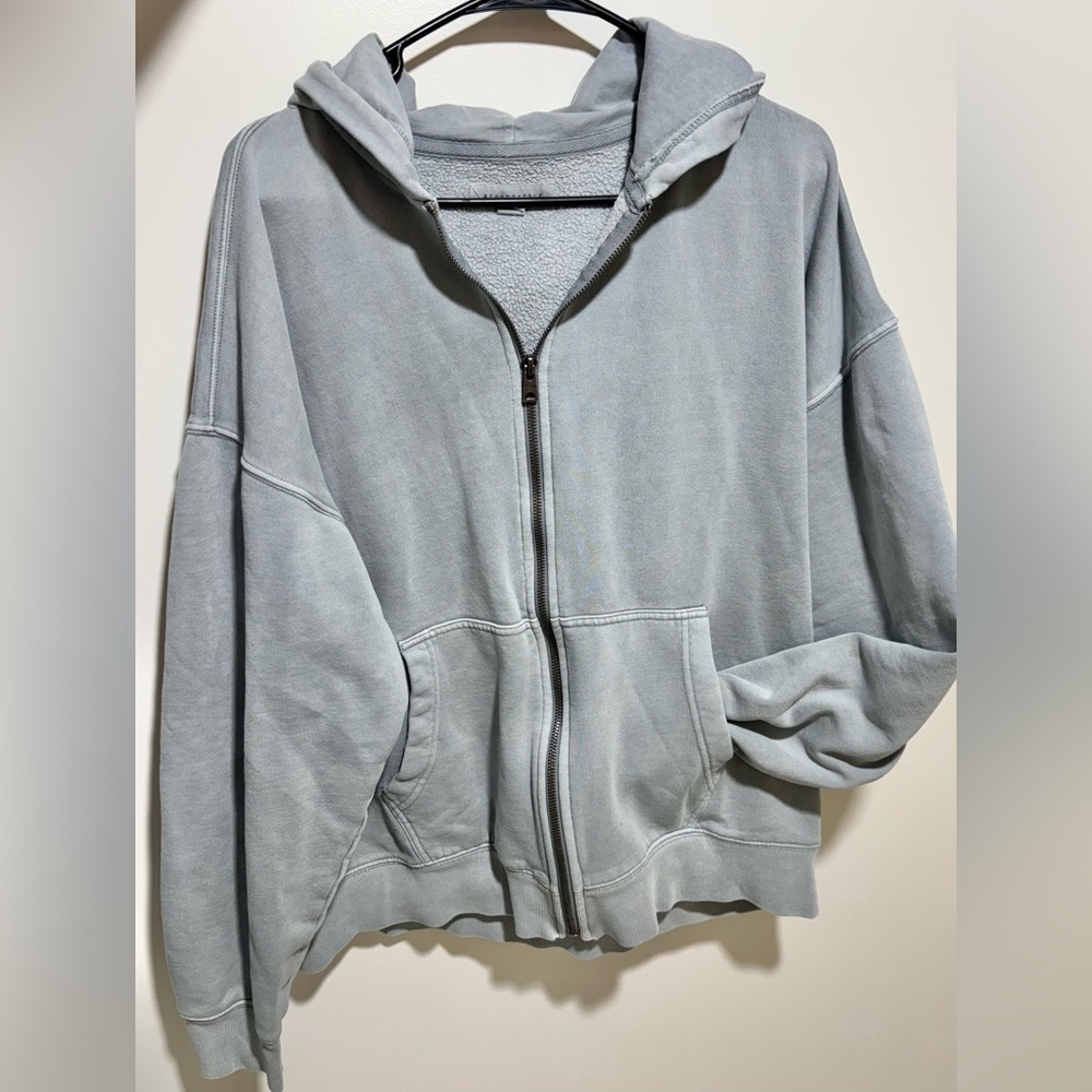 Aeropostale Pale Blue Grey Fleece Zip Hoodie
